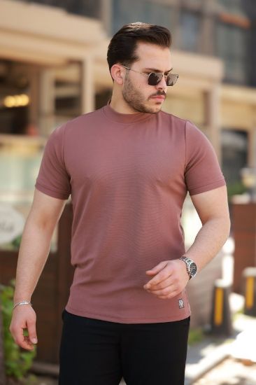 Erkek Ince çizgi Dokulu Kısa Kollu T-shirt resmi
